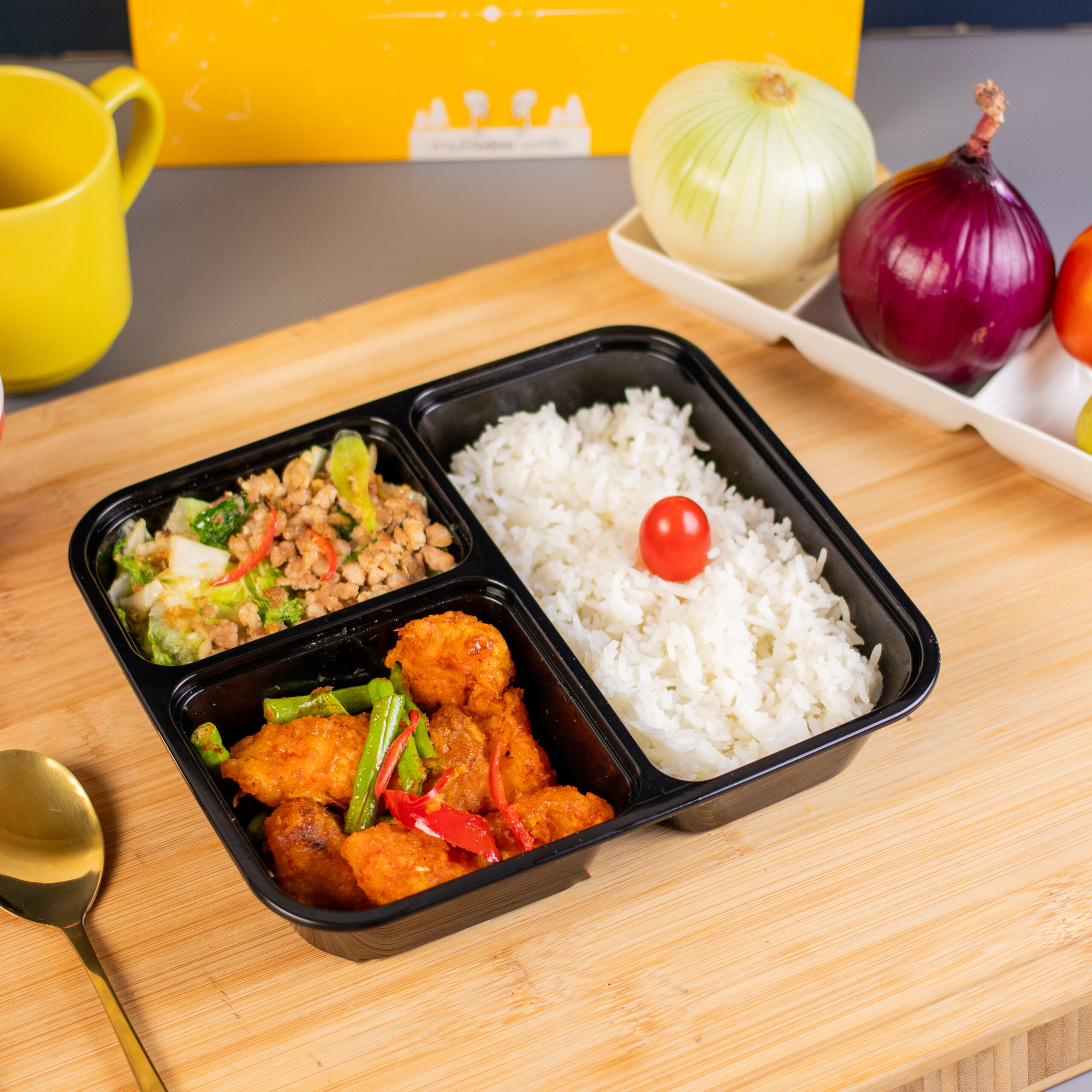 BT1-ข้าวกะพงผัดพริกขิง + หมูสับผัดผักกาดขาว