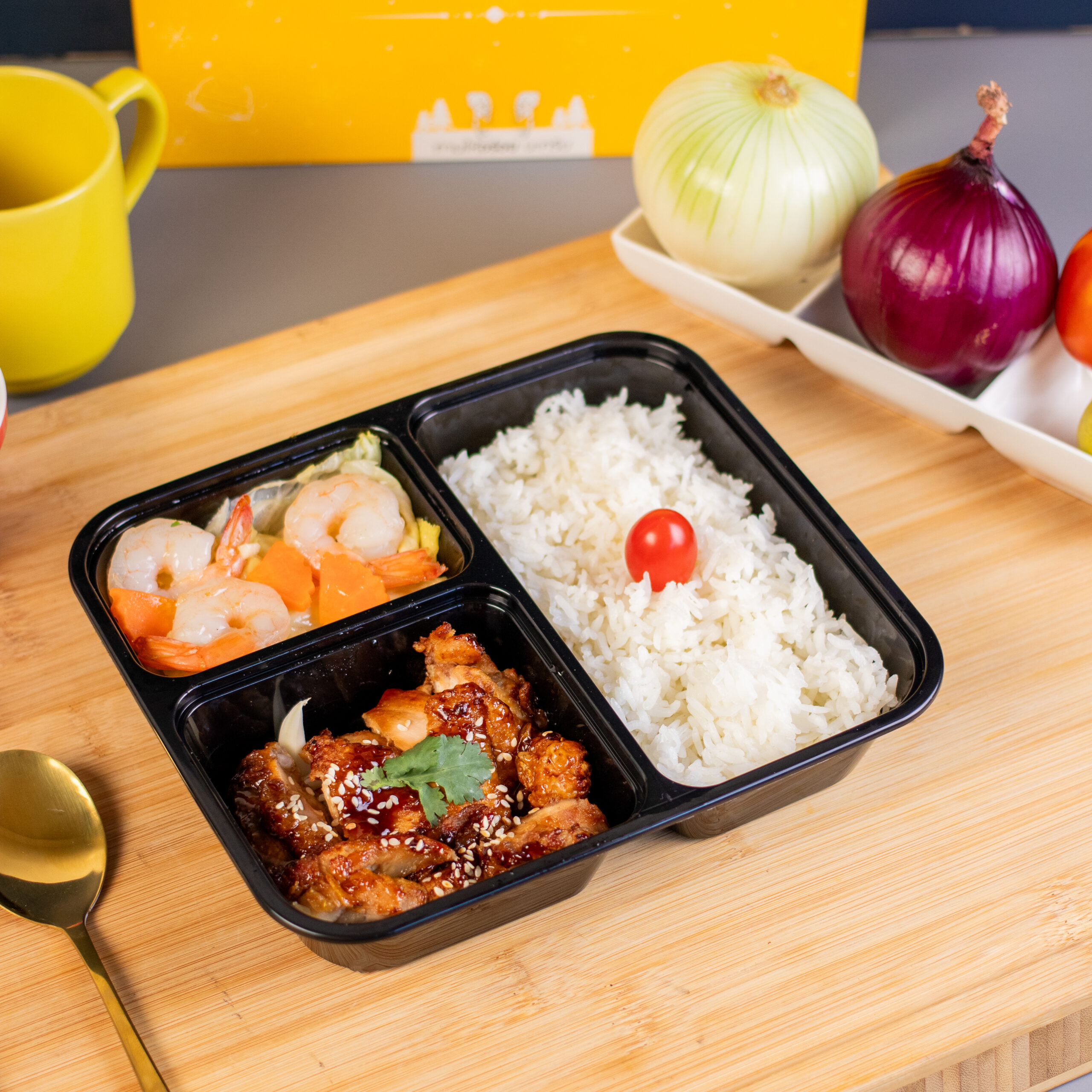 BT7-ข้าวไก่อบซอสเทอริยากิ + กะหล่ำซีอิ๊วกุ้ง