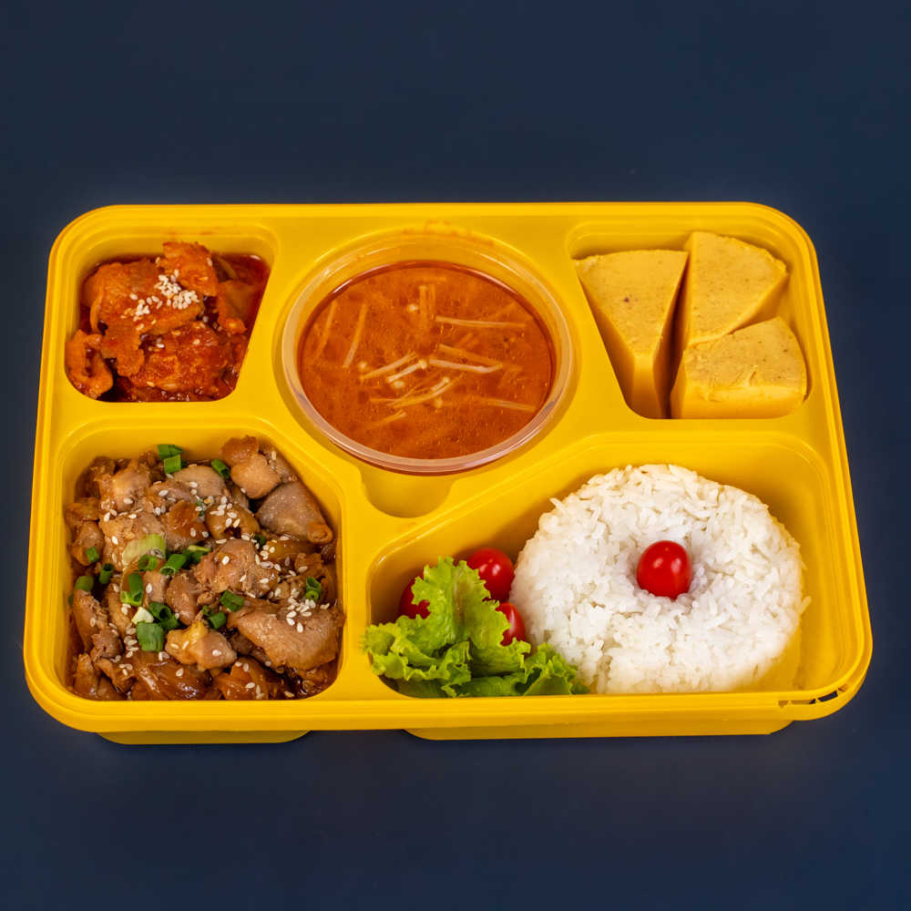 KS11 ข้าวไก่ผัดซอสเทอริยากิ + ซุปกิมจิเห็ดเข็มทอง + ไข่ตุ๋น+ กิมจิ